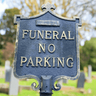 Double Sided Funeral Home No Parking Sign Signs and Hardware Drop Dead Design Studios 